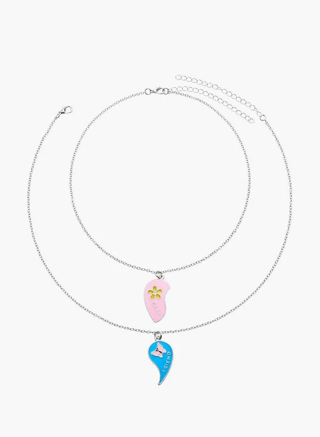 Flora Bella By Shoexpress Floral Pendant Necklace With Lobster Clasp Closure - Set Of 2